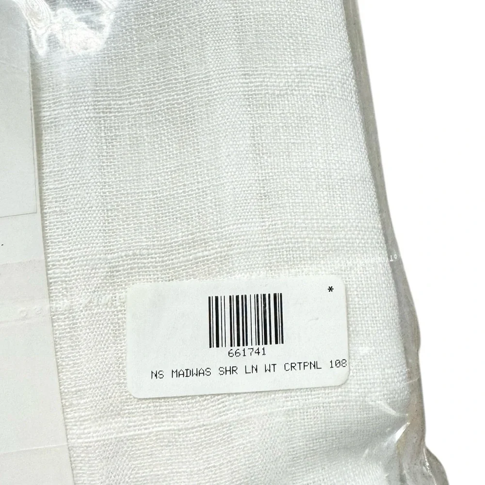 NWT CB2 Sheer White European 100% Flax Linen Window Curtain Panel‎ 48 x 108